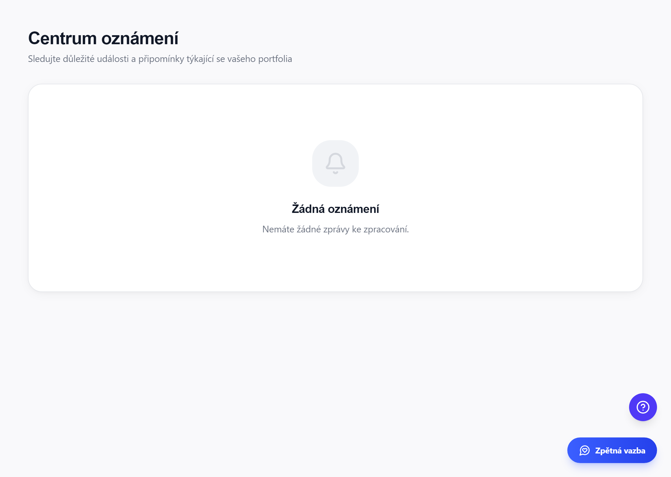 Seznam oznámení v centru